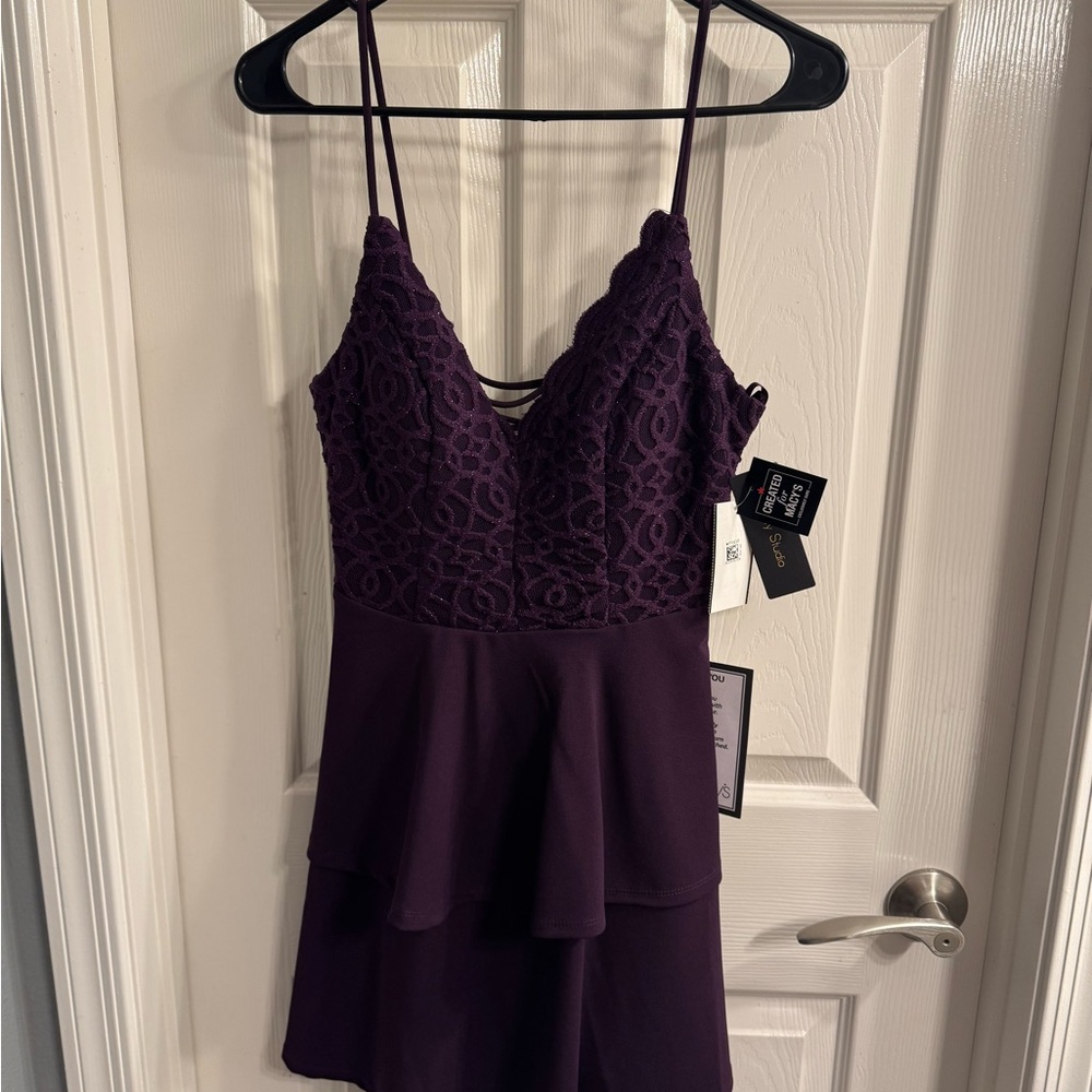 City Studio Purple Lace Midi Dress